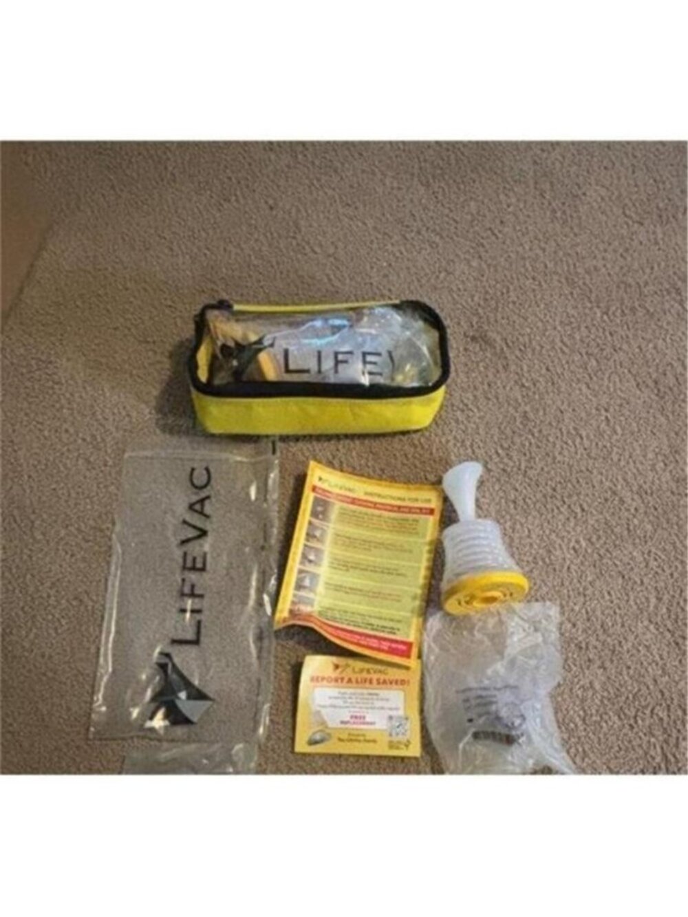 LifeVac Yellow Travel Kit - Portable Suction Rescue Device, First Aid Kit